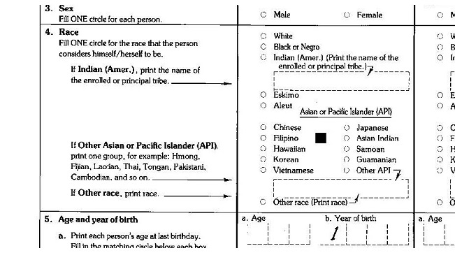 1990 US Census Form